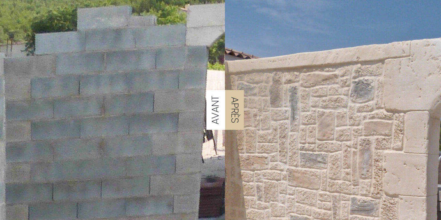 Imitation pierre avec de l'enduit à la chaux